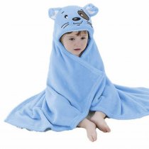 Manta Polar Con Capucha Gatito Azul